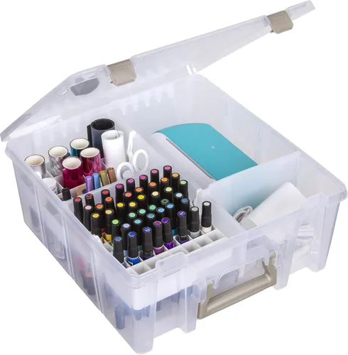 Vista 8 de ArtBin 6993SP Super Satchel Double Deep con bandeja de accesorios para manualidades en papel, transparente, 1 bolsa y 1 bandeja