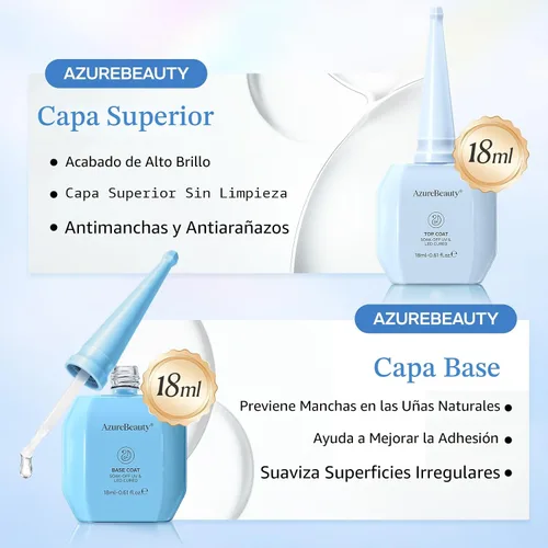 Vista 2 de AZUREBEAUTY - Juego de base y capa superior de gel de 0.6 fl oz, 2 piezas A-transparente-2