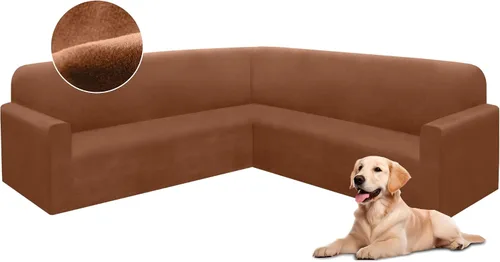 Vista 79 de HDCAXKJ Fundas de sofá seccional de esquina de terciopelo elástico en forma de L, juego de fundas deslizantes suaves y gruesas en forma de U
