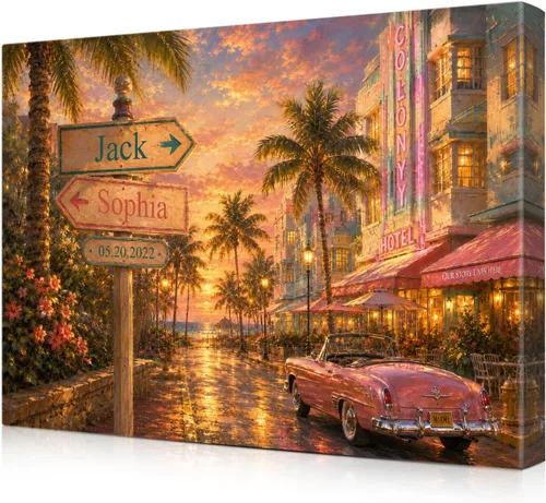 Vista 157 de IPIC - Personalized Framed Canvas with Custom Street Sign in Boston Personalized Street Signs with Names, Custom Canvas Print, Boston Sunset
