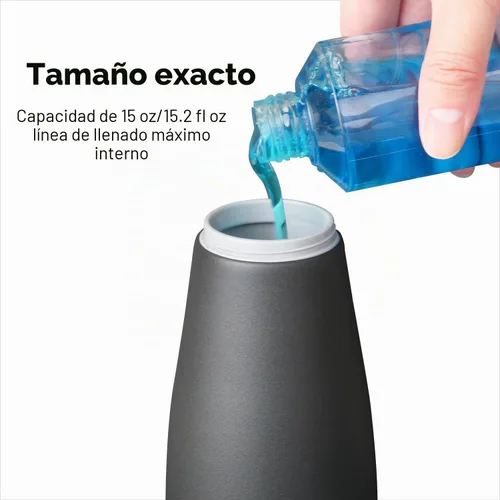 Vista 4 de AIKE Dispensador de jabón líquido de 15 onzas líquidas para platos y jabón de manos, negro mate Easy Push Durable Pump, No-Slip Base with Clear