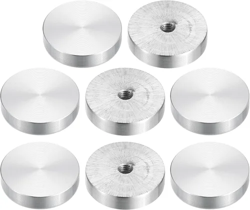 Vista 25 de uxcell M6 Rosca 0.787 in de diámetro de forma redonda de aluminio disco hardware 1pcs, aluminio círculo disco vidrio adaptador superior para mesa