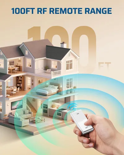 Vista 5 de DEWENWILS Toma de luz con control remoto, base E26/E27, programable y ampliable, no necesita cableado, enchufes de luz inalámbricos para dormitorio