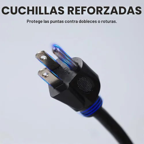 Vista 3 de EP Cable de extensión para exteriores de 6 pies, 16/3 SJTW, 3 tomas de corriente eléctrica, negro Enchufe a tierra de 3 puntas, para luces