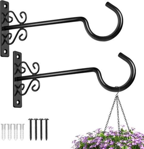 Vista 13 de BOLITE Colgadores de plantas, soportes colgantes de 6 pulgadas para plantas al aire libre o interior, ganchos de pared para colgar comederos