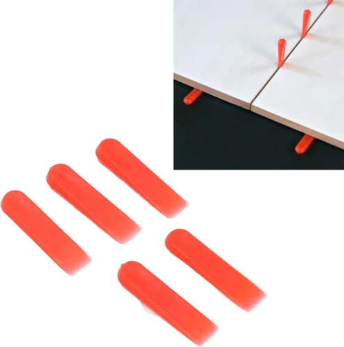 Vista 5 de Sistema de nivelación de azulejos de 1000 Uds. Cuñas de 0.2 pulgadas PE rojo desgaste Azulejos nivelador espaciadores instalación de nivelador
