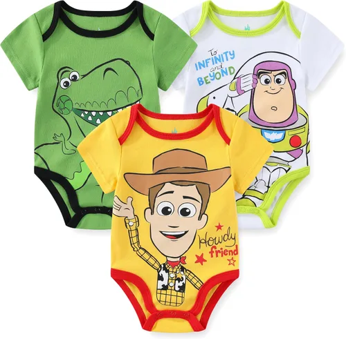 Vista 12 de Disney Baby Toy Story Mickey Mouse Cars Winnie the Pooh - Paquete de 3 mamelucos para recién nacidos y bebés