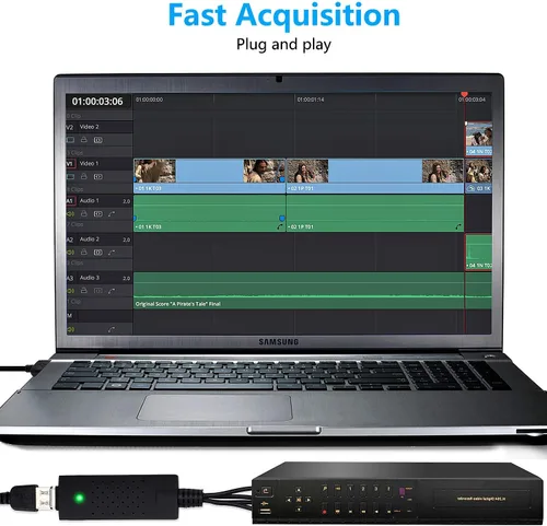 Vista 5 de Convertidor de audio y video USB, convertidor VHS a digital, tarjeta de captura de video digitalizar de vídeo analógico VCR VHS DVD, para Windows 7