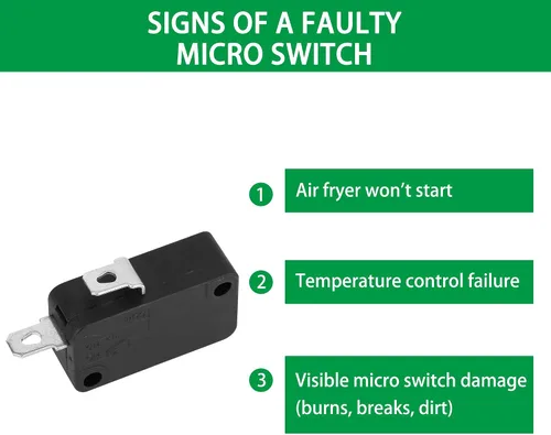 Vista 2 de Microinterruptor KW7-0, repuesto para freidora de aire XL, Power XL, Vortex, microinterruptores para horno microondas y cocina de inducción