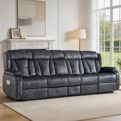Vista 9 de Sofá biplaza reclinable manual de 59" reclinable doble para sala de estar