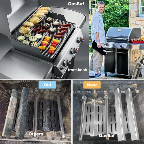 Vista 4 de GasSaf Barras aromatizantes de 17.5 pulgadas para Weber Genesis 300 E310 E20 E330, barras aromatizantes 7620 7621 para parrillas Weber Genesis 300
