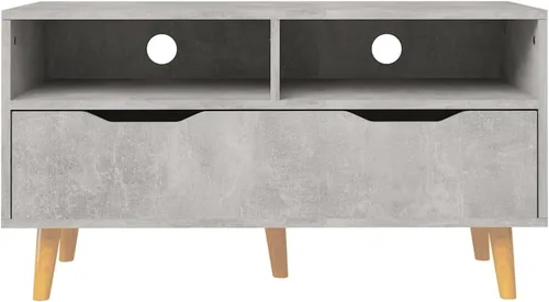 Vista 6 de Modern Concrete Grey TV Stand Media Console with Spacious Shelves and Drawer for Living Room Entertainment Center Storage Unit