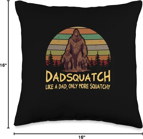 Vista 4 de Sasquatch Yeti Novelties for Him Men Squatch Like a Dad Only More Squatchy - Almohada divertida de pie grande, 16 x 16 pulgadas, multicolor
