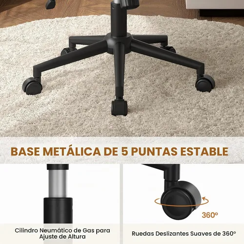 Vista 7 de Yaheetech Silla de Escritorio de Oficina con Patas Cruzadas Anchas sin Ruedas, Sillas Giratorias Cómodas para Computadora de Tocador para Hogar