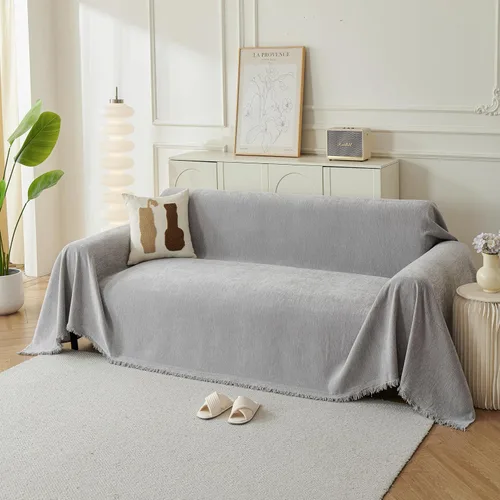 Vista 19 de Fundas Boho para Sofá de 2 Cojines, Funda Deslizable de Chenille para Sofá para Mascotas Lavable, Funda de Loveseat Seccional en Forma de L Manta
