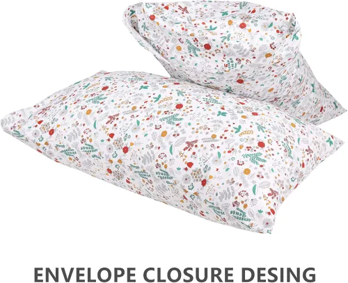 Vista 2 de Fundas de almohada florales tamaño estándar, 100% algodón, fundas de almohada blancas con cierre de sobre, 20 x 30 pulgadas