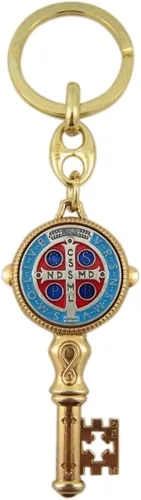 Vista 2 de Llavero colgante en forma de llave con medalla de San Benito Jubileo, 4 1/4 pulgadas