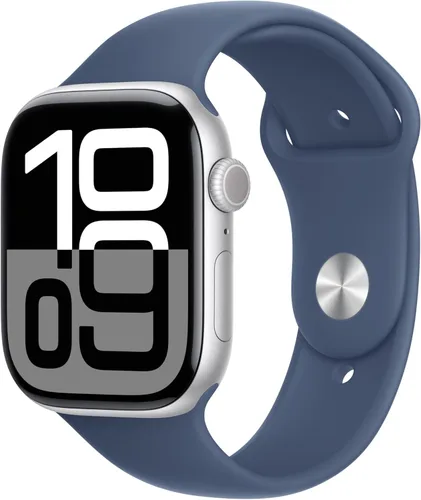 Vista 17 de Apple Watch Series 10 [GPS 42 mm] Smartwatch con caja de aluminio negro brillante y correa deportiva negra - M/L. Rastreador de fitness, aplicación