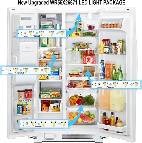Vista 4 de Tablero de luz LED WR55X26671 actualizado para refrigeradores GE Freezer Reemplazar PS11767930 AP6035586 4468532 EAP11767930, impermeable, 2