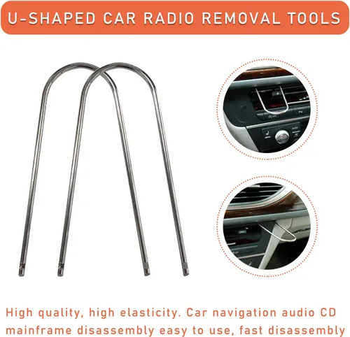 Vista 3 de Dickno 2 herramientas de extracción de radio de automóvil, kit de herramientas de liberación estéreo automático de acero inoxidable, removedor