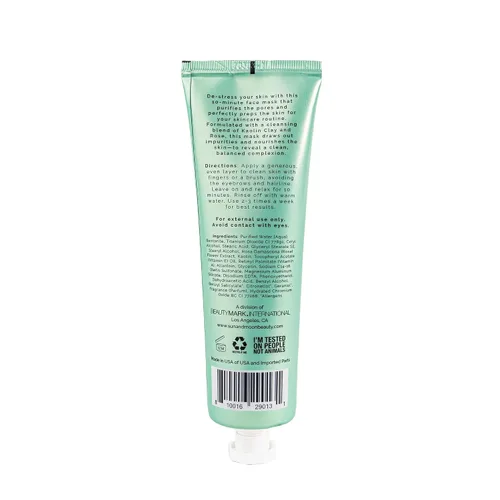 Vista 2 de Sun + Moon Nice to Mask You Unwind + Undo 10 Min Clay Facial con arcilla de caolín y rosa, 5.1 onzas líquidas