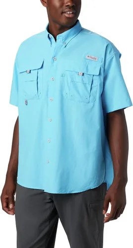 Vista 42 de Columbia - Camisa de pesca Bahama II, línea PFG, con factor de protección ultravioleta (FPU) 30, de manga corta, para hombre. azul (Vivid Blue)