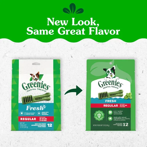 Vista 2 de Greenies Regular Natural Dental Dog Treats, Fresh Mint Flavor, 12 Count