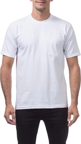 Vista 7 de Pro Club Camiseta de algodón pesado de manga corta con bolsillo para hombre Negro