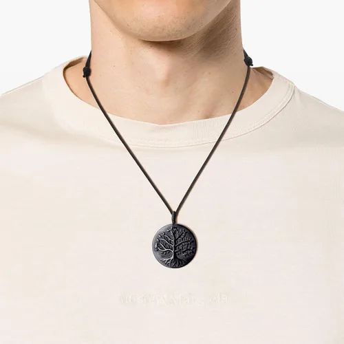 Vista 11 de COAI Collar de obsidiana negra con árbol de la vida para hombre