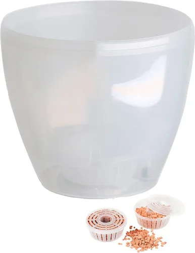 Vista 20 de DECOPOTS - Maceta de riego automático - Maceta decorativa para interiores con cartucho de drenaje e indicador de nivel de agua
