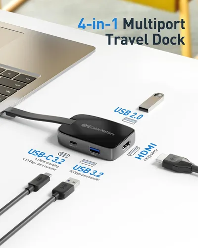 Vista 2 de Cable Matters Hub USB C 4 en 1, HDMI 4K a 60Hz, carga de 100 W
