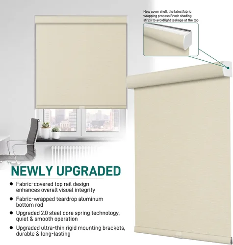 Vista 2 de Persianas enrollables opacas y cortinas sin cordones para ventanas con tela jacquard, protección UV, con aislamiento térmico, persianas