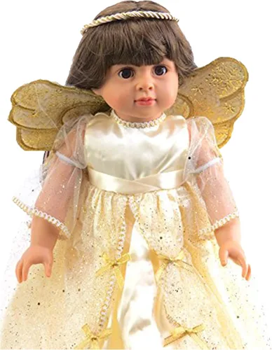 Vista 3 de American Fashion World Traje de ángel de Navidad para muñecas de 18 pulgadas Calidad premium y diseño moderno Ropa de muñecas para marcas