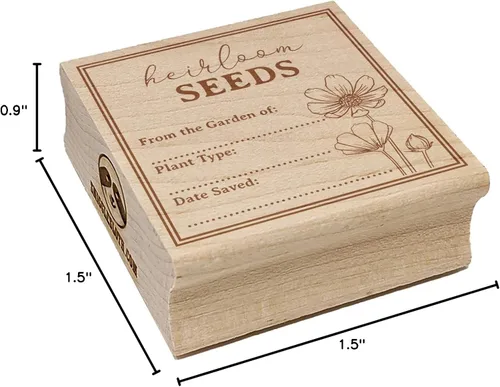 Vista 8 de Etiqueta de paquete de semillas de reliquia para flores, verduras, frutas, sello de goma cuadrado para estampado de manualidades, 1.25 pulgadas