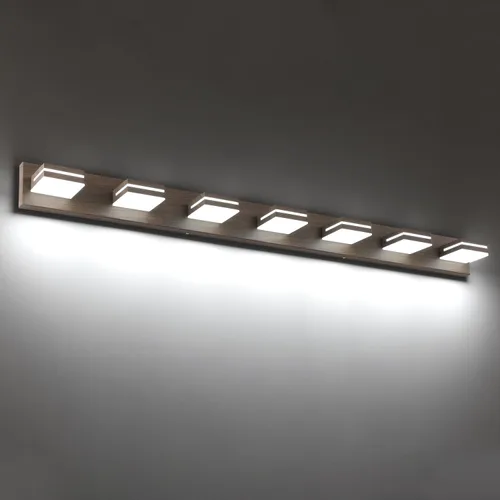 Vista 46 de SineRise - Moderna lámpara LED para tocador de baño (2 luces, 39.4 cm, regulable), iluminación de pared de baño moderna de acrílico cepillado sobre