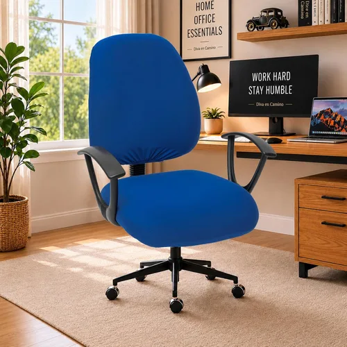 Vista 45 de Fundas elásticas resistentes al agua para sillas de computadora - Protectores lavables para respaldo giratorio y asiento para mascotas - Negro