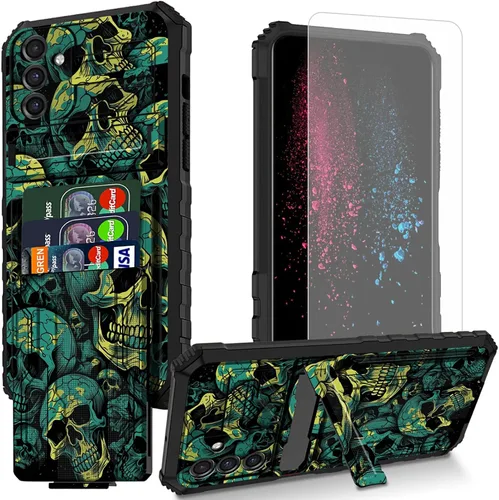 Vista 29 de Funda para teléfono Samsung Galaxy A54 con protector de pantalla, funda con ranura para tarjetas desmontable incorporada, con función atril, a
