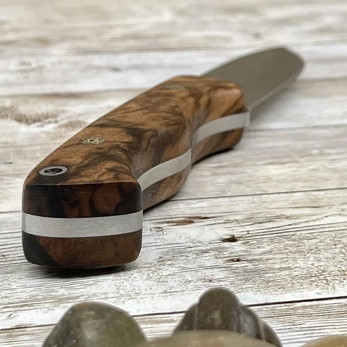Vista 9 de Cuchillo de hoja fija hecho a mano para exteriores con funda, caza, bushcraft, cuchillo Bowie de autodefensa, cuchillo rastreador con mango