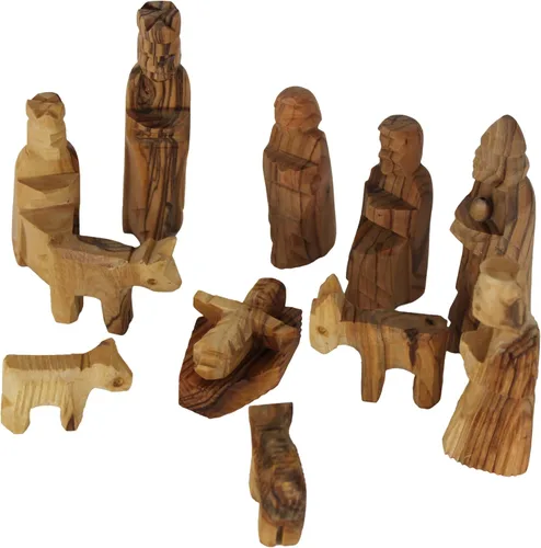 Vista 6 de Holy Land Market Juego de pesebre infantil de madera de olivo, 12 piezas, 3