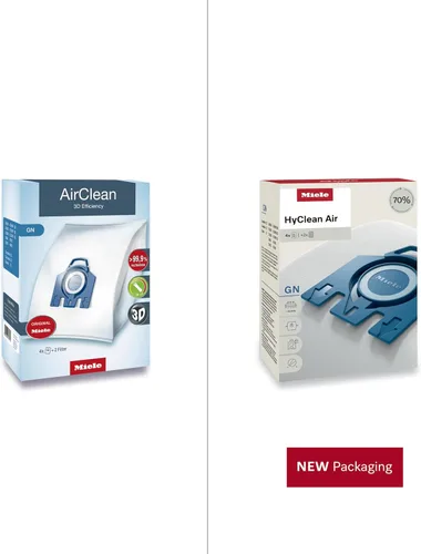 Vista 7 de Bolsa Miele 10123210 AirClean con eficiencia 3D, tipo GN, 4 bolsas y 2 filtros, blanca