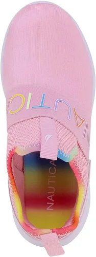 Vista 4 de Nautica Tenis deportivos sin cordones para niñas jóvenes, elegantes zapatos para correr y tenis para niños pequeños y grandes