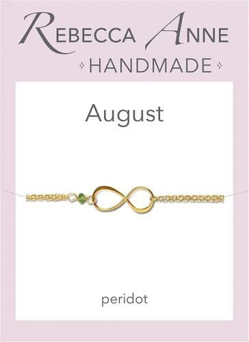 Vista 142 de Pulsera con dije de infinito con piedra natal, joyería hecha a mano, regalo para ella
