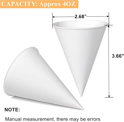 Vista 2 de Yopay Paquete de 600 vasos de agua en cono, dispensador desechable de papel de 4 onzas para nieve para hielo afeitado, enfriador de agua de oficina