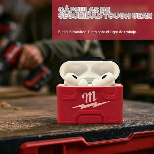 Vista 3 de Funda para AirPod Pro 1 y 2 para Milwaukee Packout, diseño de caja de herramientas duradera, fabricada en Estados Unidos