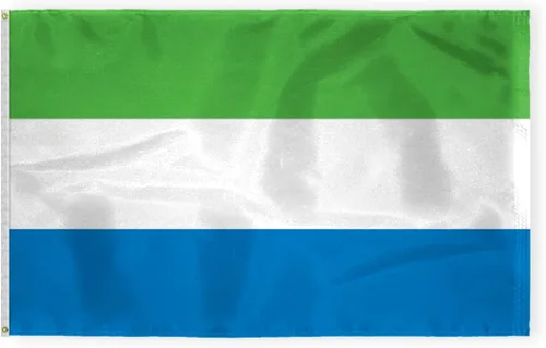 Vista 5 de AGAS - Bandera para automóvil de Sierra Leona de 10.5 x 15 pulgadas, impresa de doble cara en tela de poliéster súper punto, doble costura, plástico