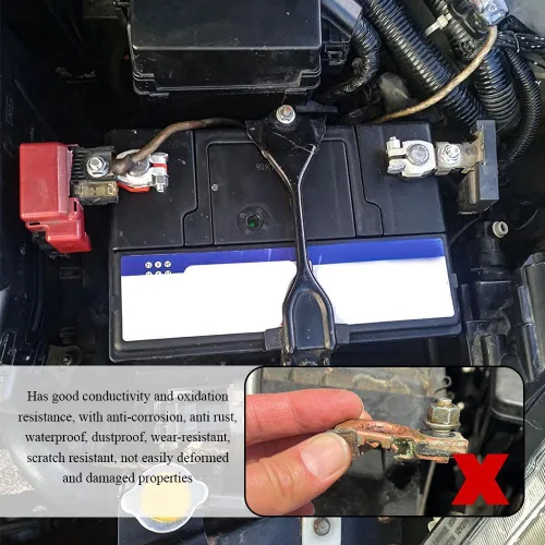 Vista 7 de 2 conectores de terminal de batería, poste superior positivo y negativo de cable de batería con parte inferior de plástico, accesorios de automóvil