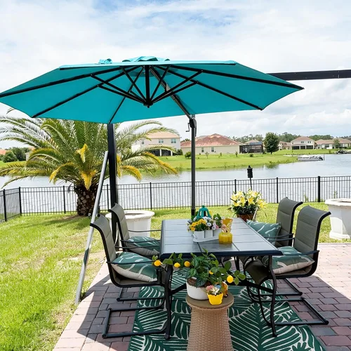 Vista 68 de PURPLE LEAF Sombrilla de patio de 8 pies para exteriores, sombrilla voladiza cuadrada de aluminio con rotación de 360 grados para jardín, terraza