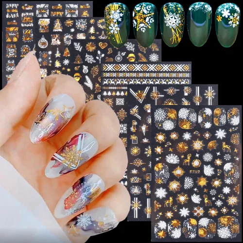 Vista 11 de French Line - Calcomanías para arte de uñas, holográficas 3D, autoadhesivas, con cadenas de líneas onduladas con purpurina occidental colorida