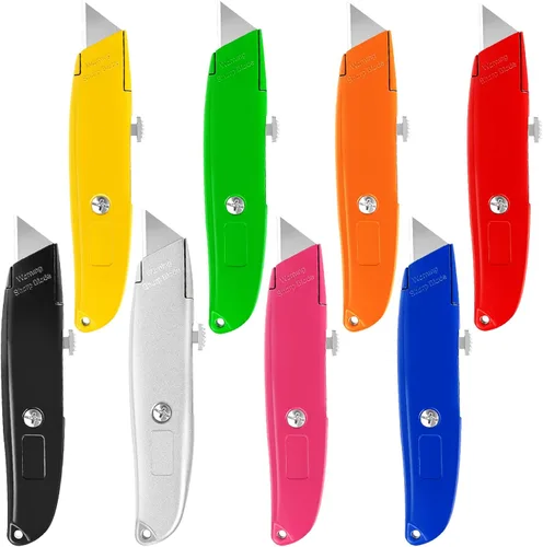 Vista 16 de DIYSELF Paquete de 2 cuchillos utilitarios, cortador retráctil, resistente (naranja)