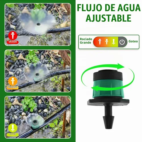Vista 3 de Kalolary - Goteros de riego ajustables de 1/4 de pulgada, 200P, emisores de riego por goteo para tubo de 4/0.276 in, rociador de flujo de agua